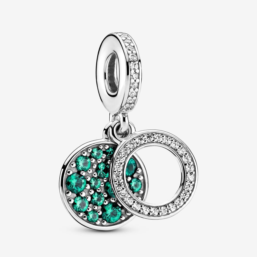 Pandora Sparkling Green Disc Double Dingla Silver | 753ZQBUFK