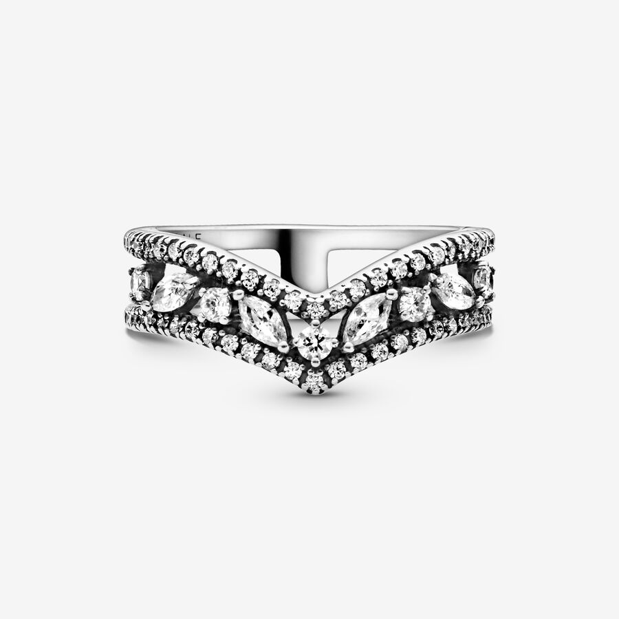 Pandora Sparkling Marquise Double Wishbone Påstående Silver | 610JXURHO