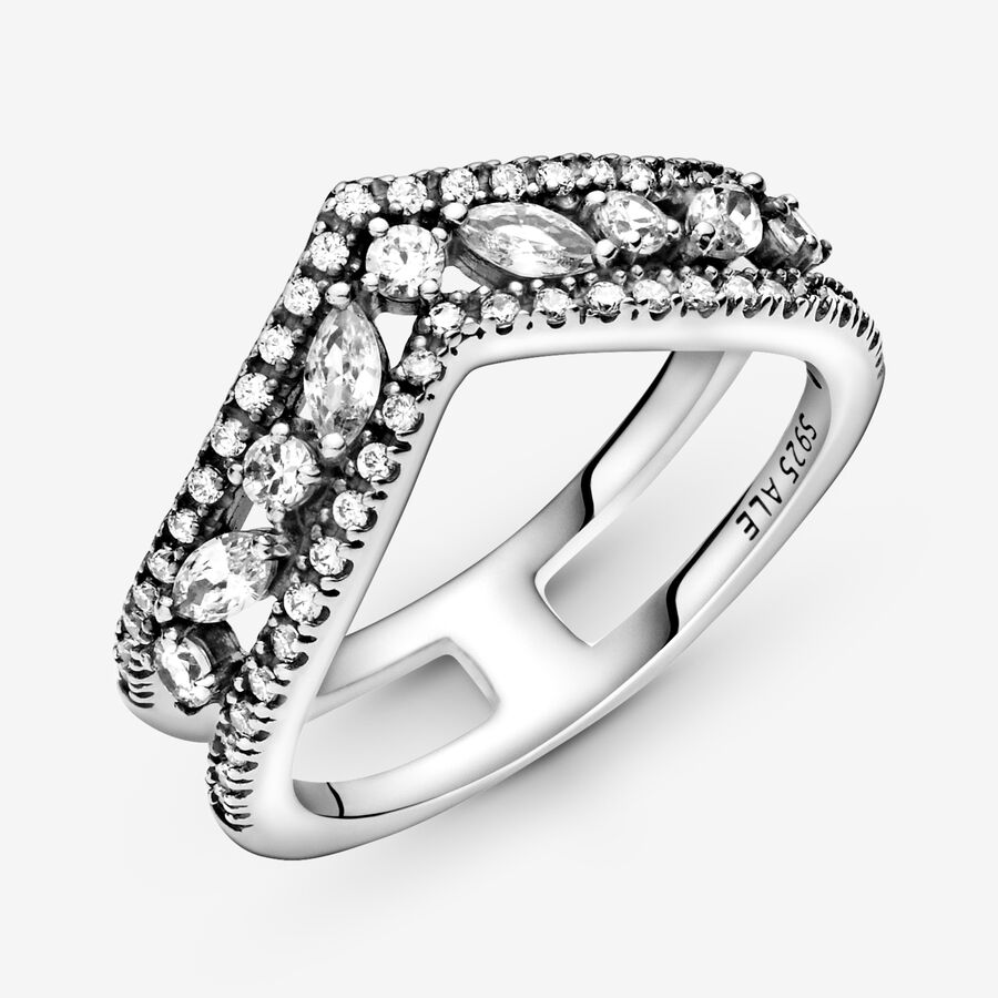 Pandora Sparkling Marquise Double Wishbone Påstående Silver | 610JXURHO