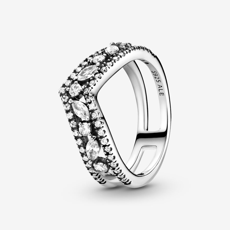 Pandora Sparkling Marquise Double Wishbone Påstående Silver | 610JXURHO