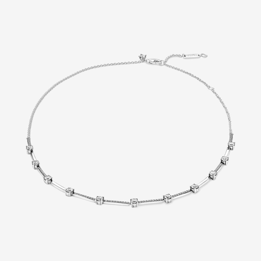 Pandora Sparkling Pave Bars Halsband & Örhängen Set Olika Färger | 209EPQUAW