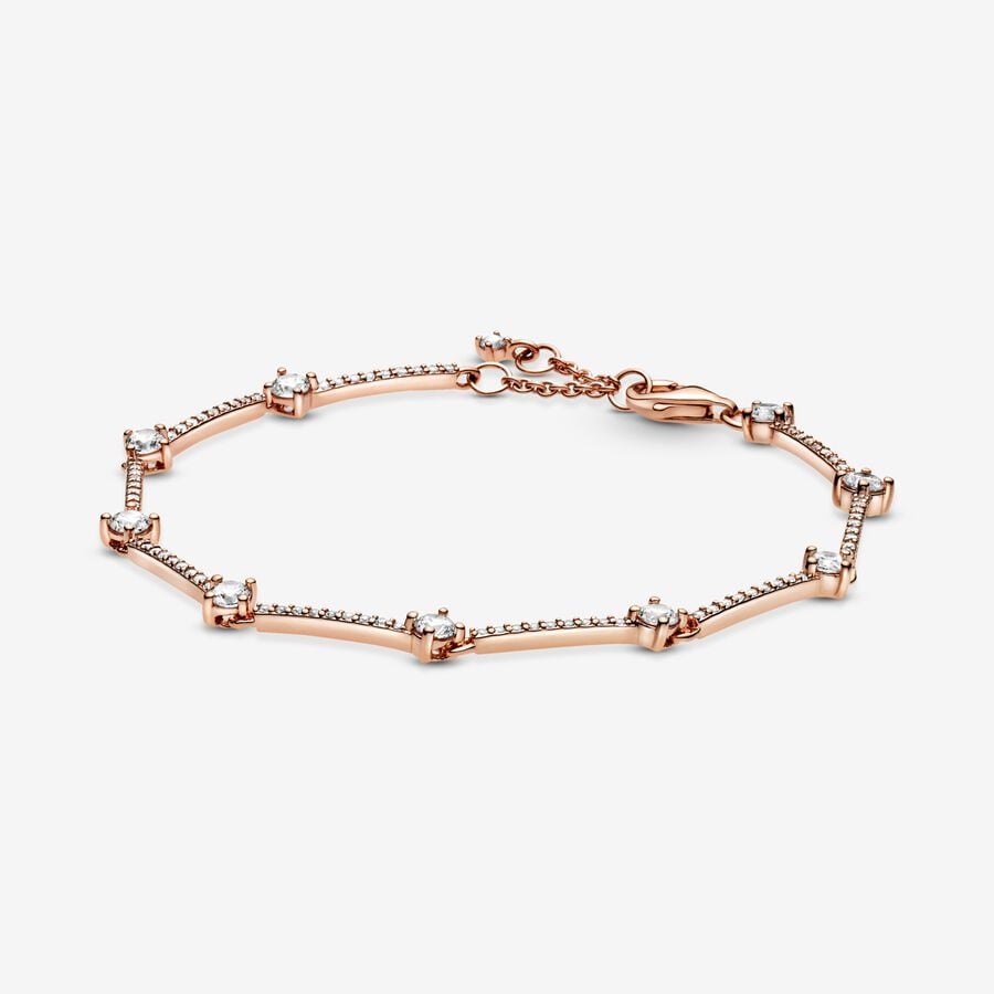 Pandora Sparkling Pave Bars Kedja Rosa Guld | 923XQRKCO