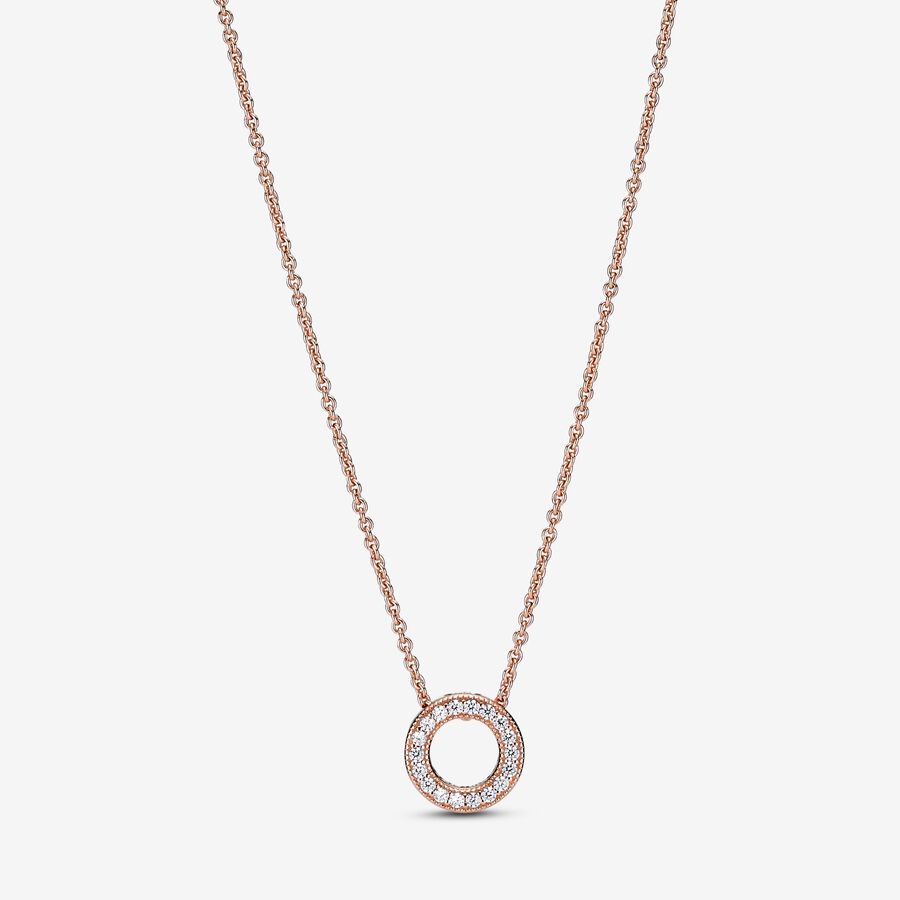 Pandora Sparkling Pave Circle Gift Halsband & Örhängen Set Olika Färger | 630KISOQM