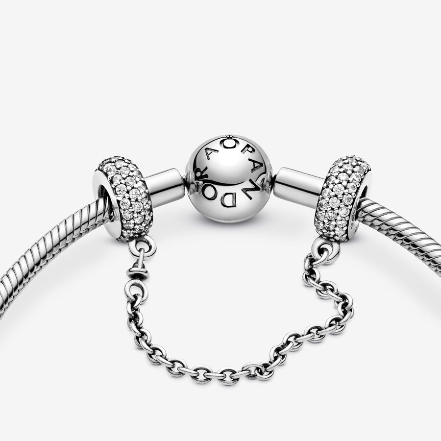 Pandora Sparkling Pave Safety Silver | 831YGXQOT