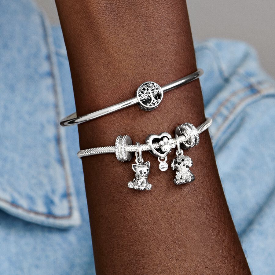 Pandora Sparkling Paw Print & Berlocker Silver | 470UAZKVC