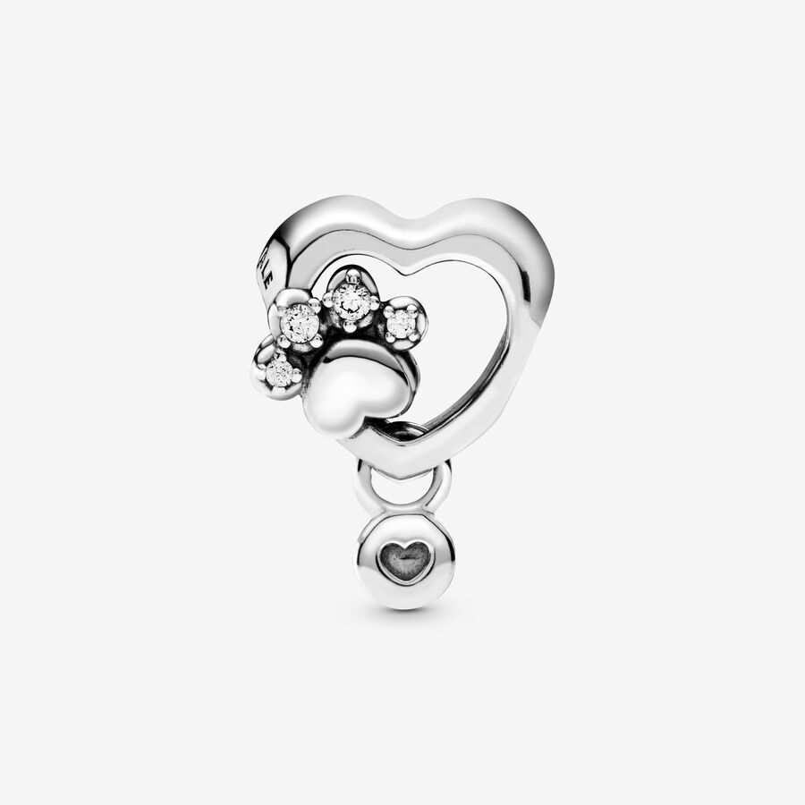 Pandora Sparkling Paw Print & Berlocker Silver | 470UAZKVC