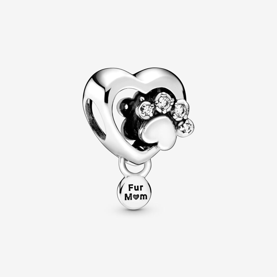 Pandora Sparkling Paw Print & Berlocker Silver | 470UAZKVC