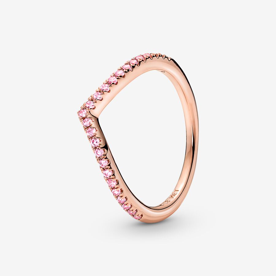 Pandora Sparkling Pink Wishbone Ring Uppsättningar Olika Färger | 053YDIUFE