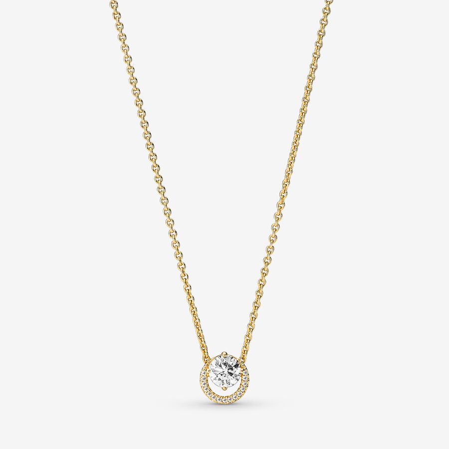 Pandora Sparkling Round Collier Hängen Guld | 947PHNRKI