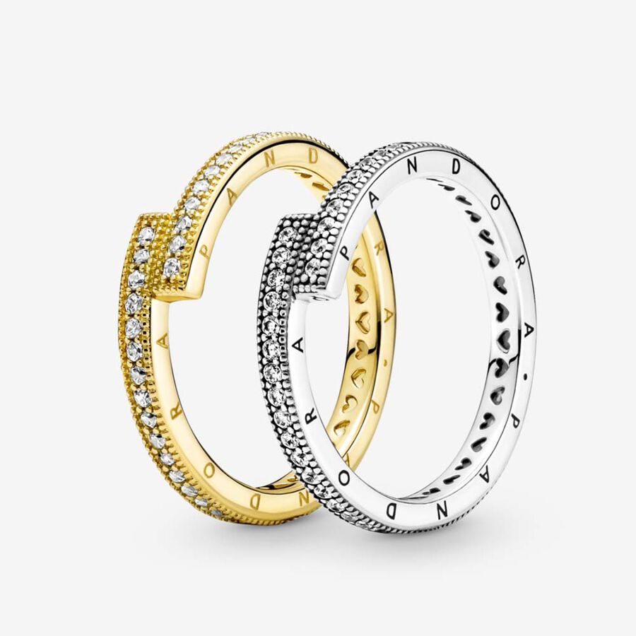 Pandora Sparkling Signature Duo Stacking Ring Uppsättningar Olika Färger | 827IKDNLU