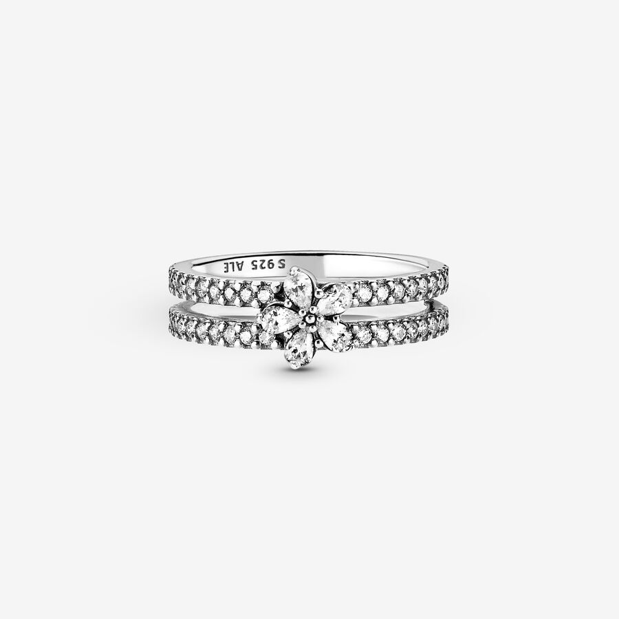 Pandora Sparkling Snowflake Double Påstående Silver | 219URTNWS