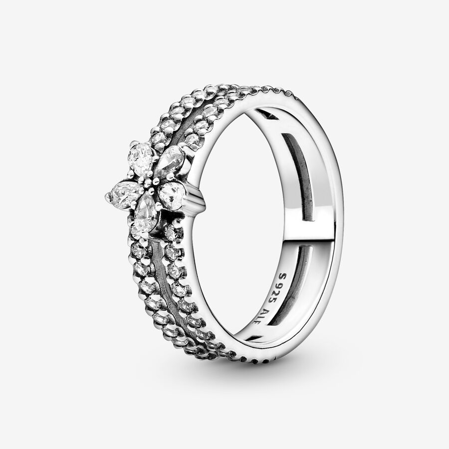 Pandora Sparkling Snowflake Double Påstående Silver | 219URTNWS