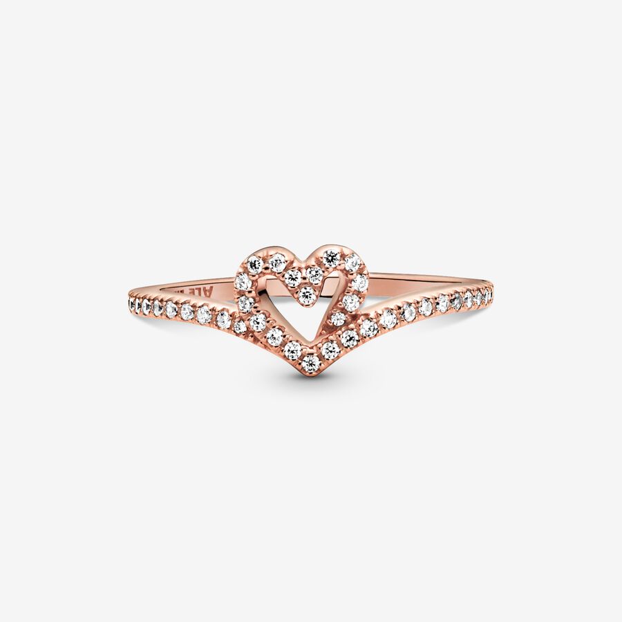 Pandora Sparkling Wishbone Hjärta Rosa Guld | 413JPYXID