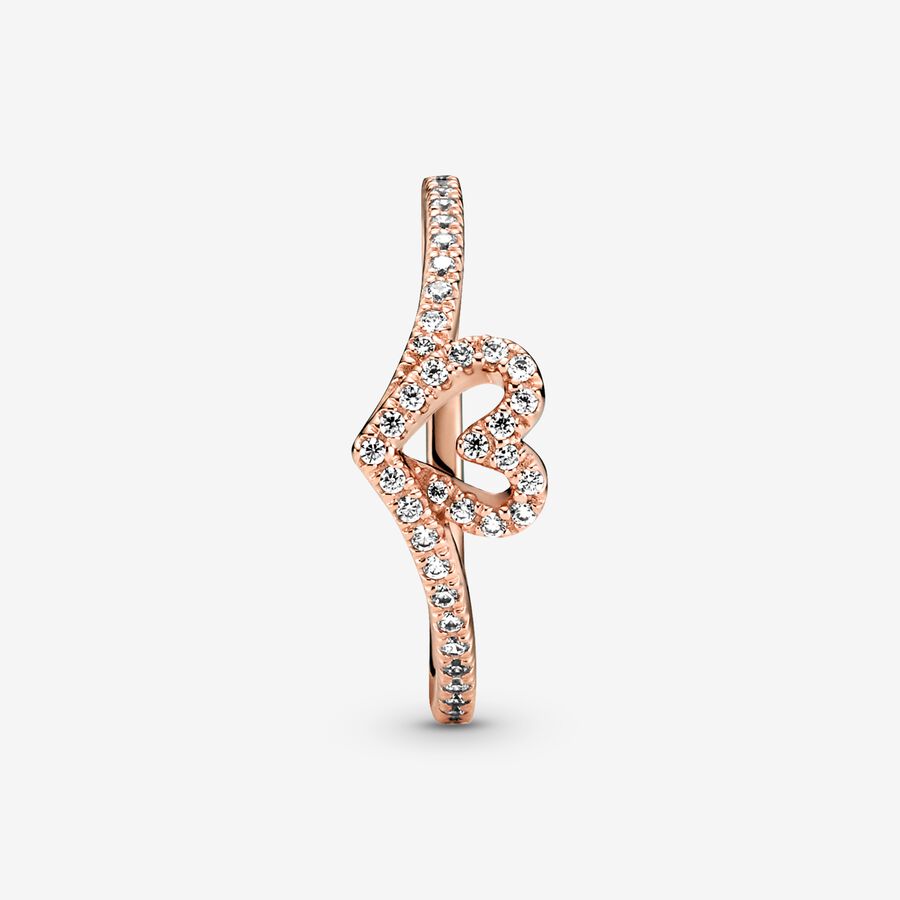 Pandora Sparkling Wishbone Hjärta Rosa Guld | 413JPYXID