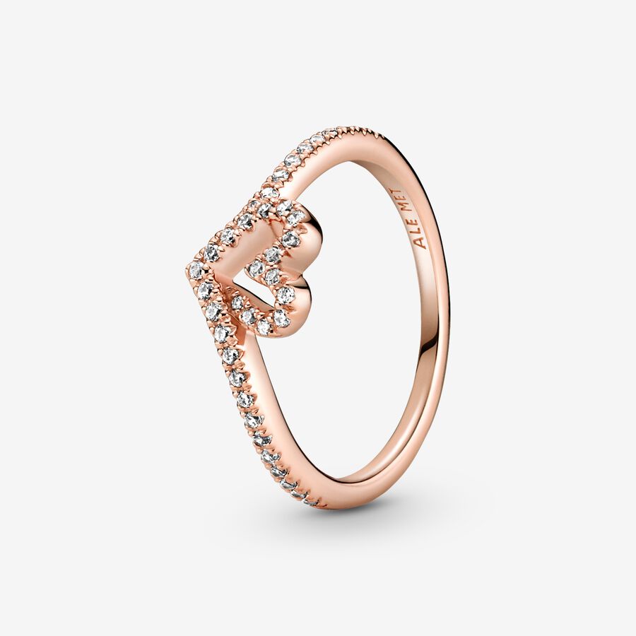 Pandora Sparkling Wishbone Hjärta Rosa Guld | 413JPYXID