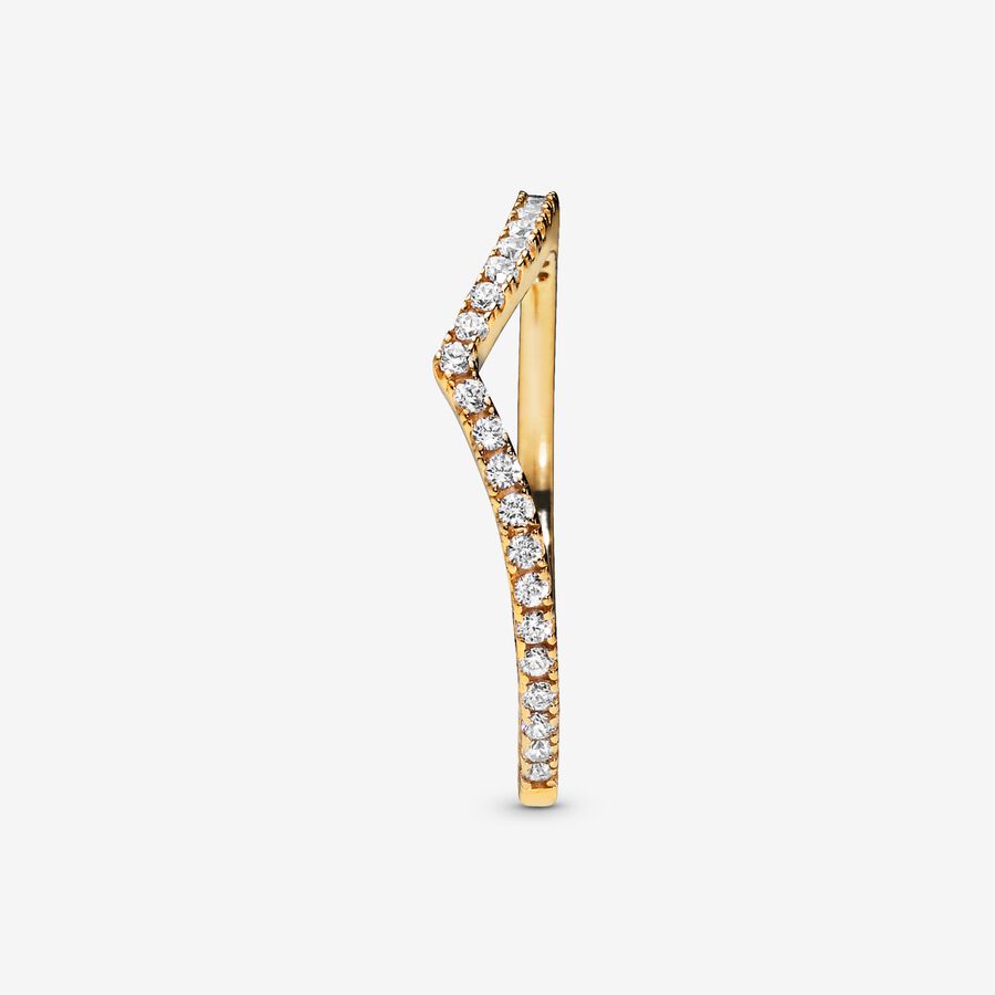 Pandora Sparkling Wishbone Stapelbar Guld | 136JIAEOC