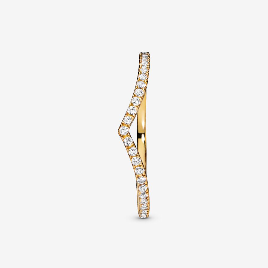 Pandora Sparkling Wishbone Stapelbar Guld | 136JIAEOC