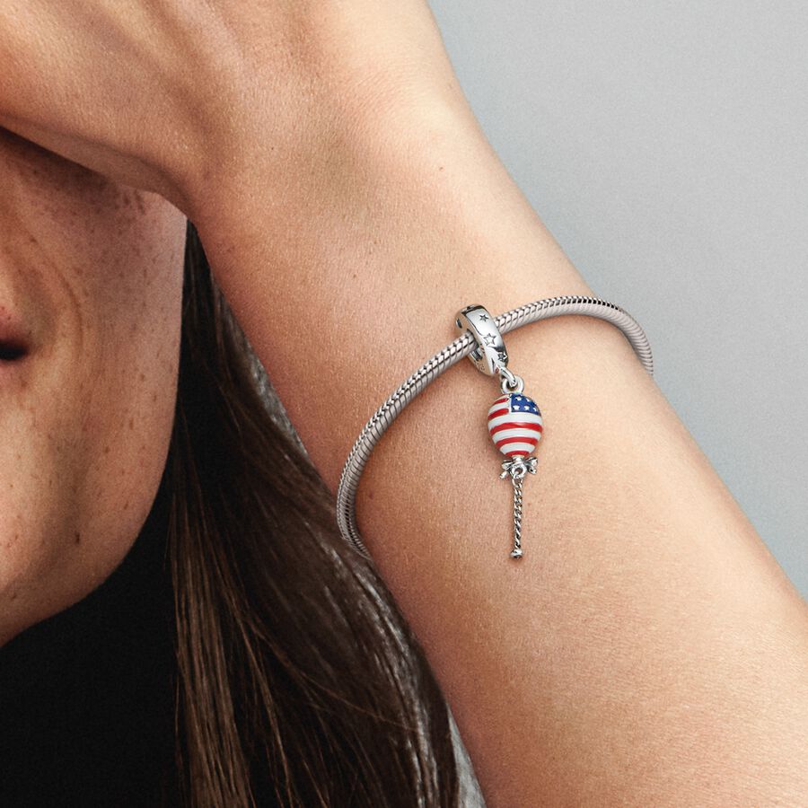 Pandora Stars Stripes & Bow Balloon Dingla Silver | 931FPOAZN