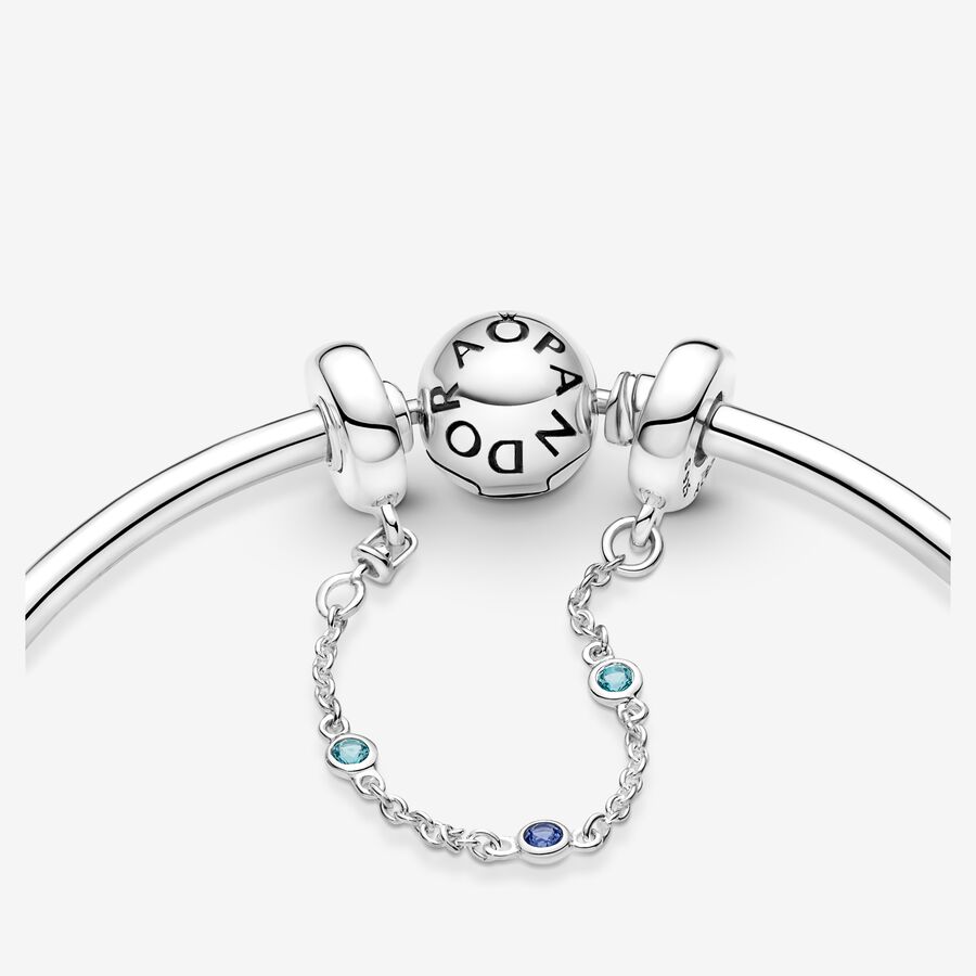 Pandora Triple Blue Stone Safety Silver | 470JDOXWY