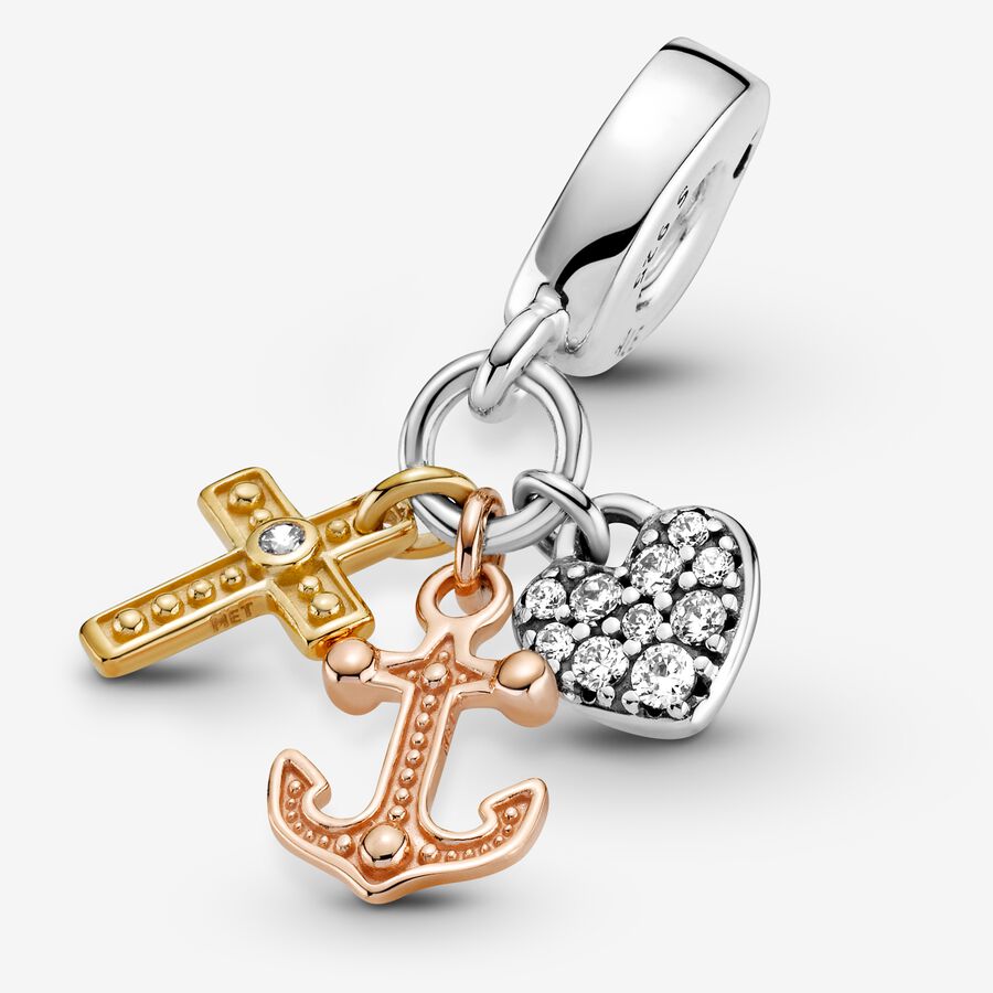 Pandora Triple-tone Cross Heart & Anchor Dingla Tri-tone | 987FSNWZU