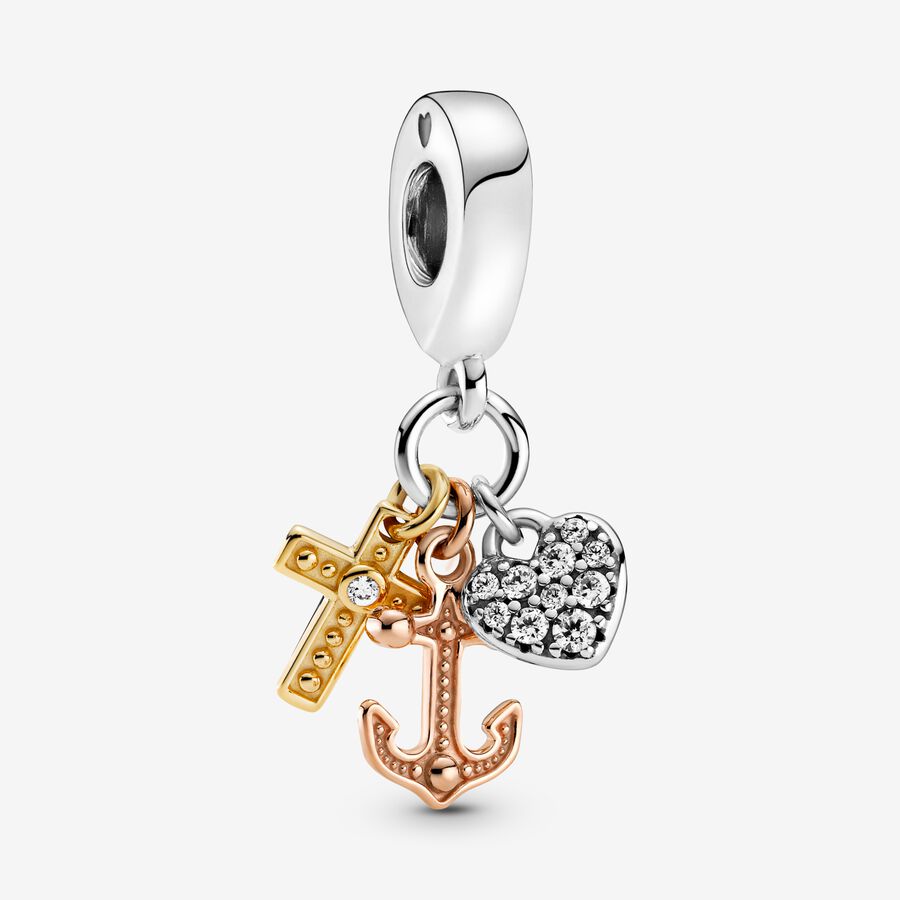 Pandora Triple-tone Cross Heart & Anchor Dingla Tri-tone | 987FSNWZU