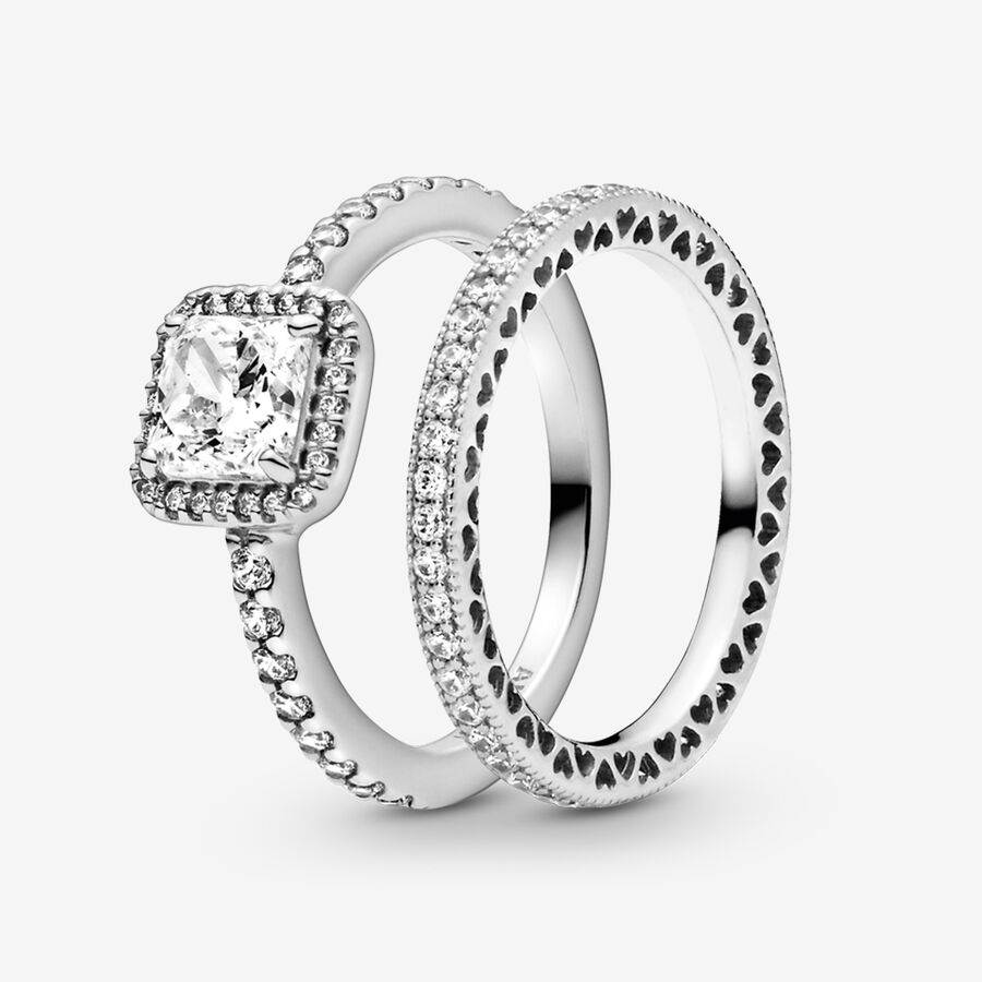 Pandora True Elegance Square Ring Uppsättningar Olika Färger | 978EMSZWU