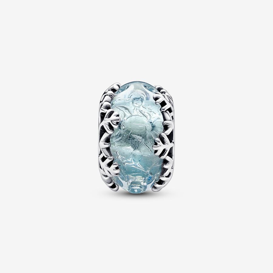 Pandora Vinter Blue Snowflake Murano Berlocker Silver | 452PKWNTR