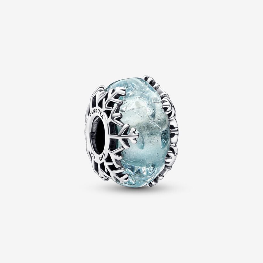 Pandora Vinter Blue Snowflake Murano Berlocker Silver | 452PKWNTR