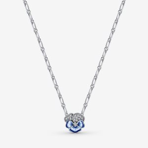 Pandora Blue Pansy Flower Hängen Silver | 018YPVXIH