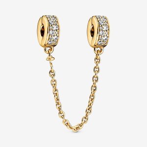 Pandora Clear Pave Clip Safety Guld | 230IMTLJK