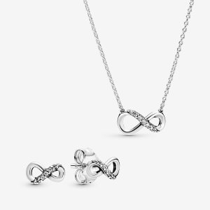 Pandora Forever Friends Halsband & Örhängen Set Silver | 568HNRLST