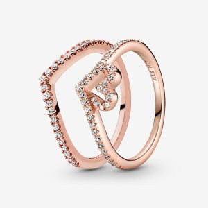 Pandora Full of Love Sparkle Wishbone Ring Uppsättningar Olika Färger | 062PUALOC