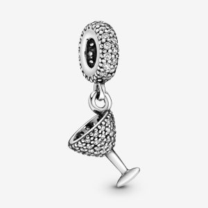 Pandora Pave Cocktail Glass Dingla Silver | 192TWOJQN