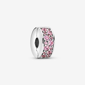 Pandora Pink Pave Clip Clips Silver | 607IBEUMT