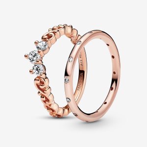 Pandora Regal Swirl Tiara Ring Uppsättningar Olika Färger | 637CBJOHA