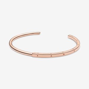 Pandora Signature I-D Open Armband Rosa Guld | 291VEQKMC