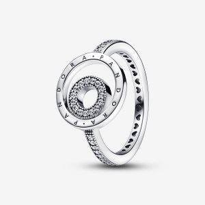 Pandora Signature Logo Circles Pave Påstående Silver | 508PYNODZ