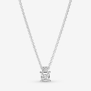 Pandora Sparkling Collier Round & Square Hängen Silver | 245FJIQUD