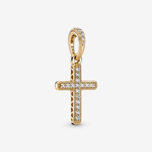 Pandora Sparkling Cross Hängen Guld | 842MKHPQA