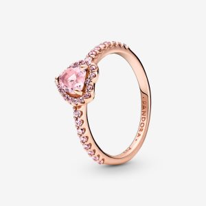 Pandora Sparkling Elevated Hjärta Rosa Guld | 795JSXNLT