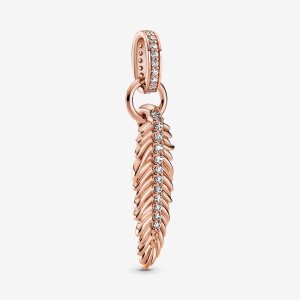 Pandora Sparkling Feather Dingla Rosa Guld | 291LFWKXR