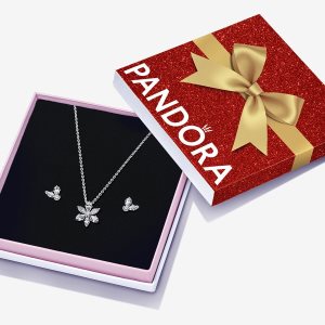 Pandora Sparkling Herbarium Cluster Gift Halsband & Örhängen Set Olika Färger | 802ENBYDL