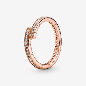 Pandora Sparkling Overlapping Stapelbar Rosa Guld | 543RQFSXB