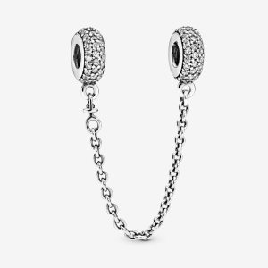 Pandora Sparkling Pave Safety Silver | 831YGXQOT