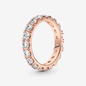 Pandora Sparkling Row Eternity Band Rosa Guld | 746SNVFAJ