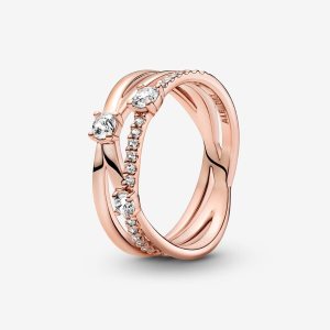 Pandora Sparkling Triple Påstående Rosa Guld | 650NWUCHV