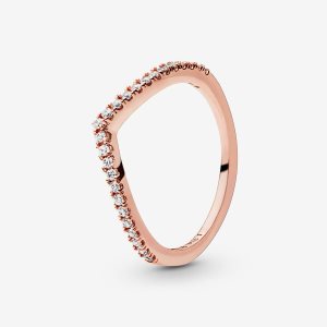 Pandora Sparkling Wishbone Stapelbar Rosa Guld | 094XRDWHJ