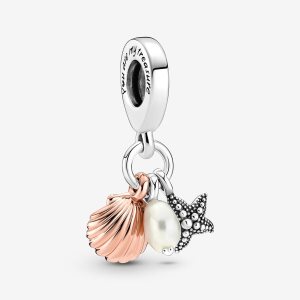 Pandora Treated Freshwater Cultured Pearl Starfish & Shell Triple Dingla Two-tone | 867KPGHTI